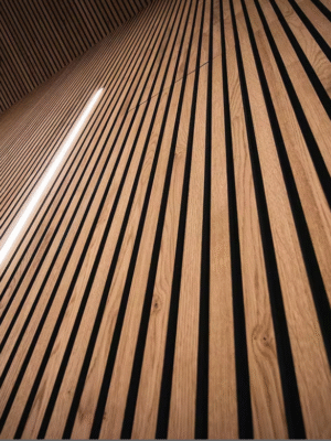 wooden acoustic slat wall panels with 90% noise reduction waterproof & eco friendly easy to install for hotel decor