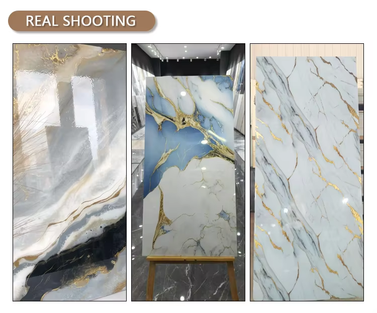 odm oem design competitive price big size gilded marble pvc wall panel for indoor building construction