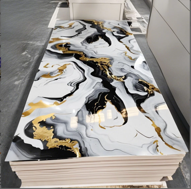 odm oem design competitive price big size gilded marble pvc wall panel for indoor building construction