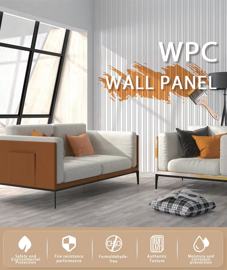 waterproof and fireproof interior composite pvc chinese factory hot sale wpc fluted wall panel for meeting rooms