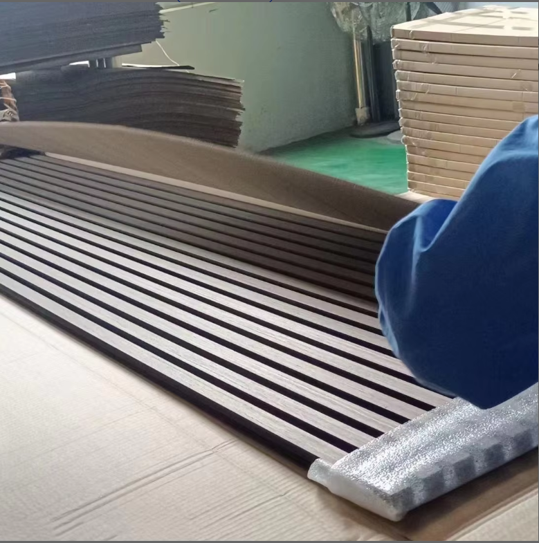 wooden acoustic slat wall panels with 90% noise reduction waterproof & eco friendly easy to install for hotel decor