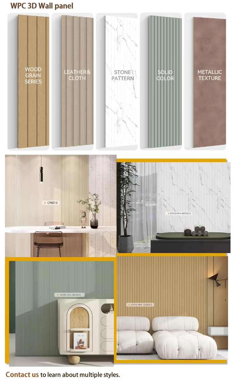 waterproof and fireproof interior composite pvc chinese factory hot sale wpc fluted wall panel for meeting rooms