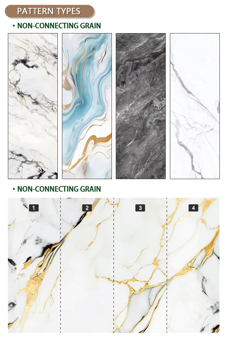 odm oem design competitive price big size gilded marble pvc wall panel for indoor building construction