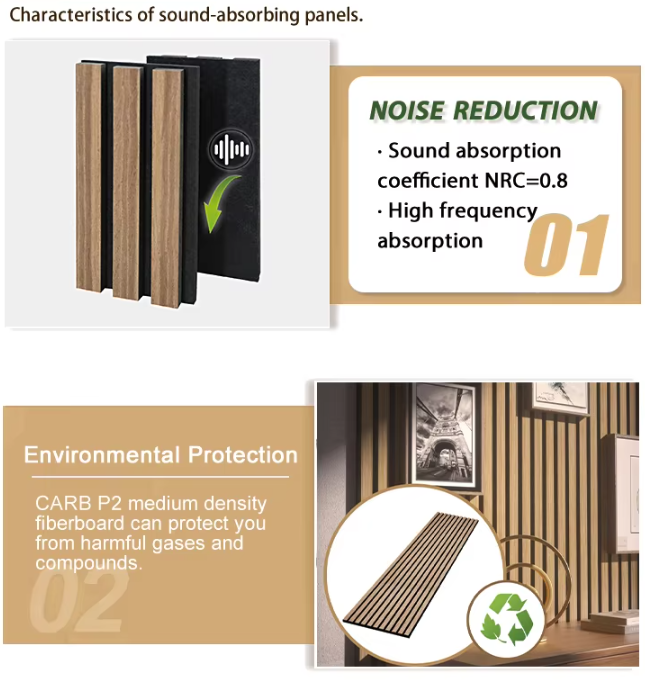 wooden acoustic slat wall panels with 90% noise reduction waterproof & eco friendly easy to install for hotel decor