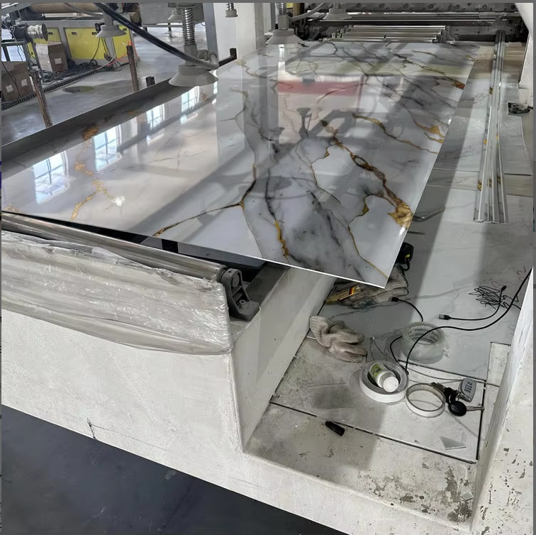 odm oem design competitive price big size gilded marble pvc wall panel for indoor building construction