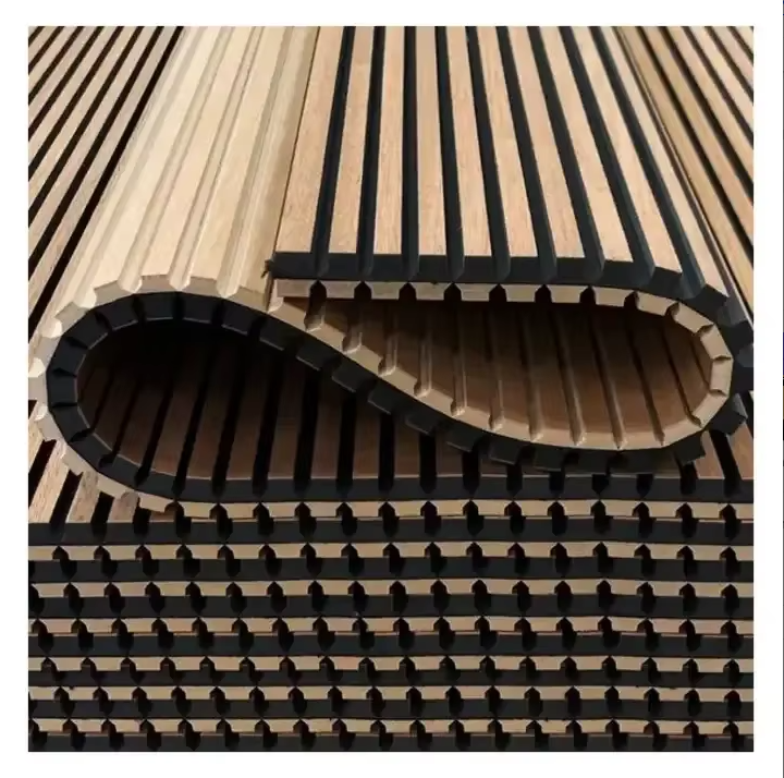 modern soundproof wooden acoustic slats wall panel waterproof 90% noise reduction eco friendly easy install bedroom apartment