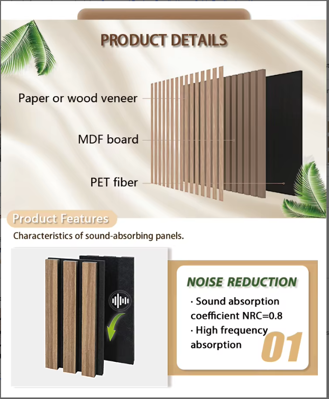 modern soundproof wooden acoustic slats wall panel waterproof 90% noise reduction eco friendly easy install bedroom apartment